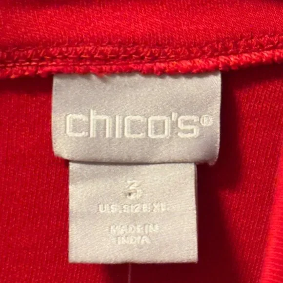 Chicos Red Mock Neck Long Sleeve Knit Tunic Top Size XL 100% Shirt. NWT - Picture 3 of 12